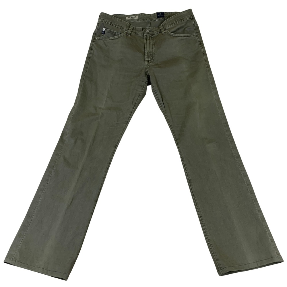 AG Adriano Goldschmied The Protege Straight Leg Pants Olive Green 31x34 Made USA